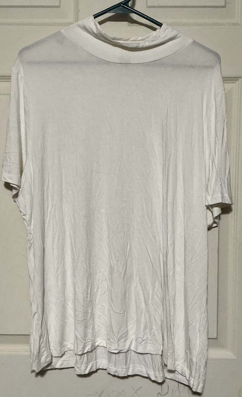 SHEIN Plus Size White Short Sleeve Mock Neck T-Shirt